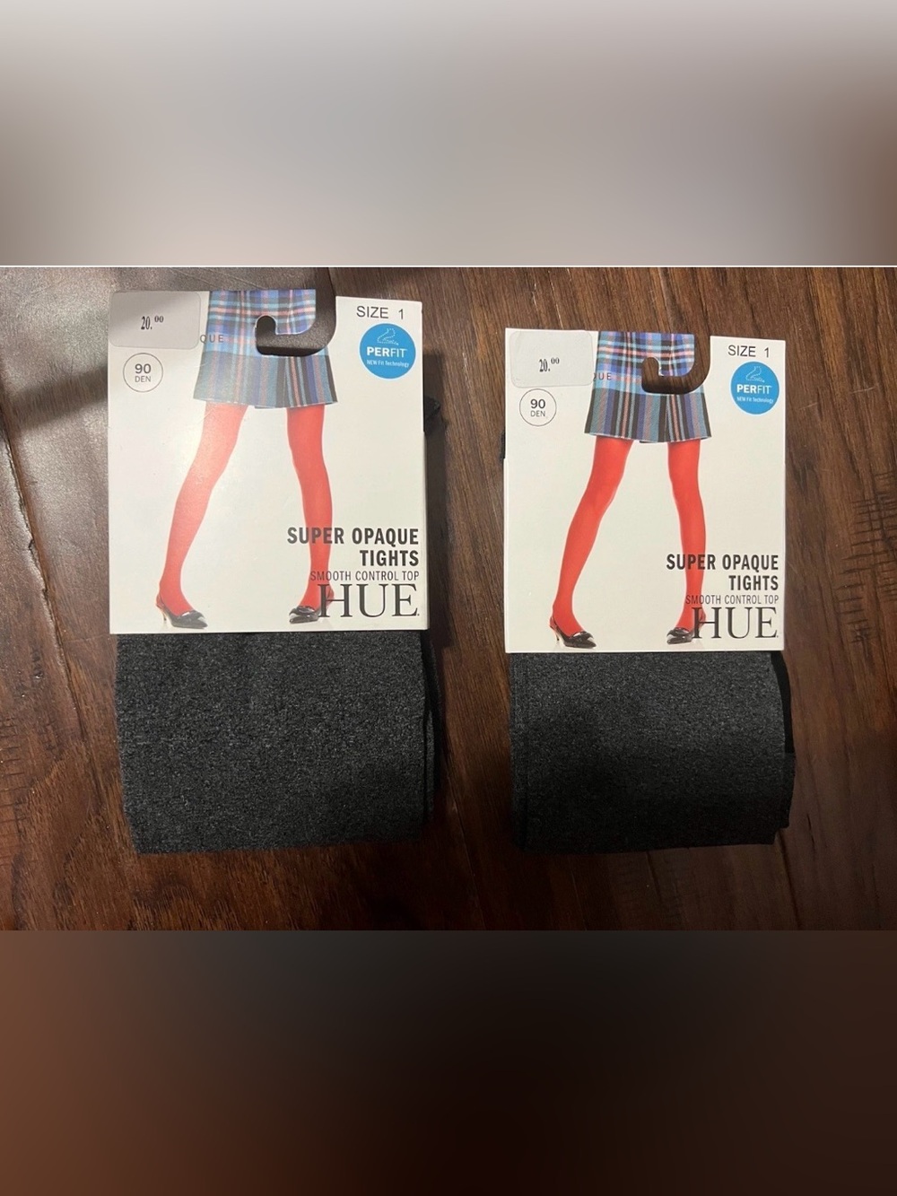 Hue Women's Super Opaque Control Top Tights U6620 - Gray Heather, 2 Pair, Size 1